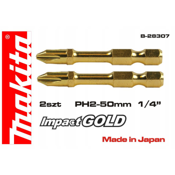 Bity końcówka Makita PH2 50mm 1/4 2szt Impact Gold