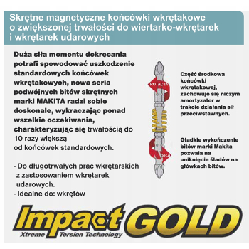 Bity końcówka Makita PH2 50mm 1/4 2szt Impact Gold