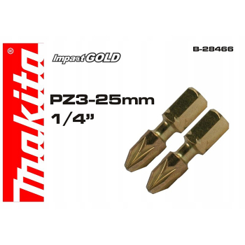 Bity końcówki Makita PZ3 25mm 1/4 2szt Impact Gold
